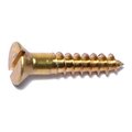 Midwest Fastener Wood Screw, #10, 1 in, Plain Brass Flat Head Slotted Drive, 24 PK 61288